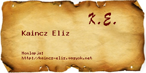 Kaincz Eliz névjegykártya